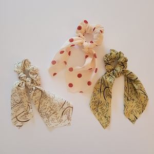 3 hair scrunhies pony tail holder